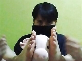 Little cute twink Misha shows his stinky feet and plays joyfully amateur latino twink